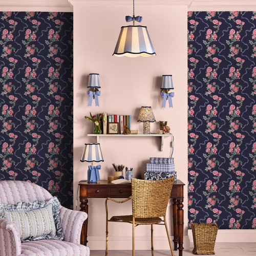 Rose Flutter Navy Wallpaper...