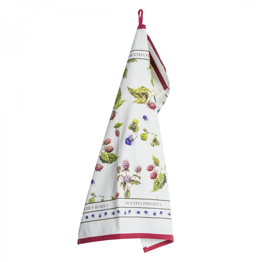 Tea towel with a lovely floral design.