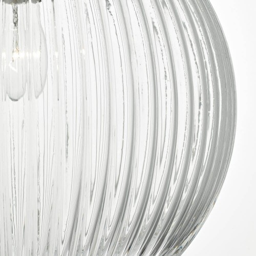 Lámpara de techo. Regulable (50 cm - 140 cm). Realizada en vidrio acanalado. Acabado en níquel satinado.