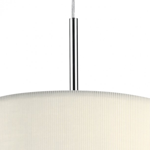 Lámpara difusor mate y cromo pulido. 3 puntos de luz y altura 40 cm. Pantalla texturizada crema. Cable 150 cm instalación.