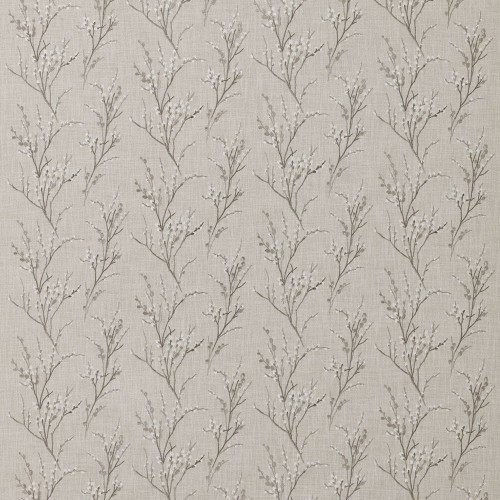 cojín con flor de algodón en rama bordado terciopelo gris Pussy Willow
