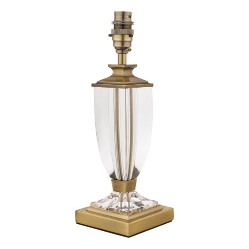 Pequeña base de lámpara Carson petite, en cristal pulido y bronce envejecido.