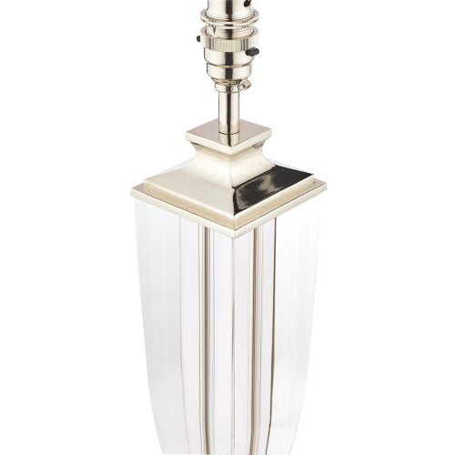 Base de lámpara grande de Laura Ashley, en cristal pulido y níquel Colección Carson.