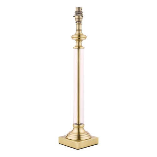 Base de lámpara Winston en cristal y bronce envejecido, de Laura Ashley. Forma clásica de candelabro torneado.