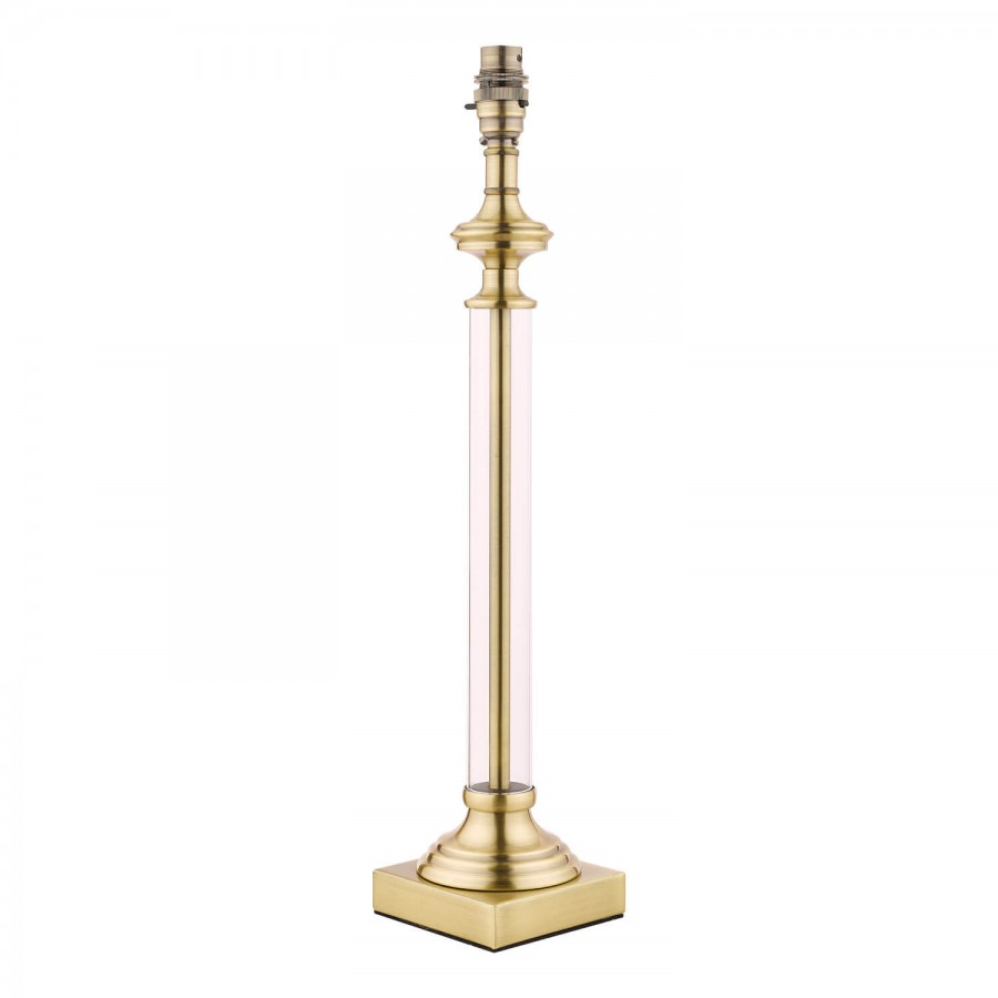 Base de lámpara Winston en cristal y bronce envejecido, de Laura Ashley. Forma clásica de candelabro torneado.