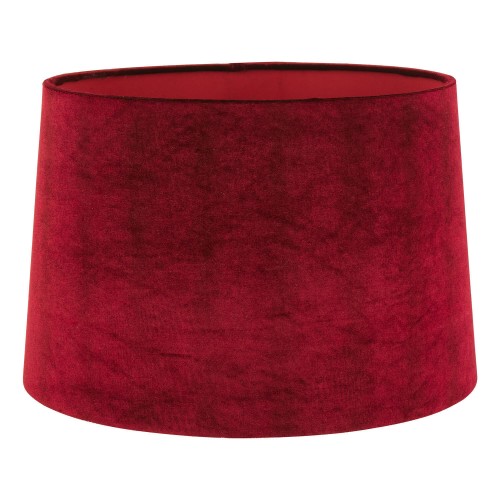 Velvet shade with poly silk, Laura Ashley. In cranberry tone. Height 23.5cm x Diameter 35.5cm.