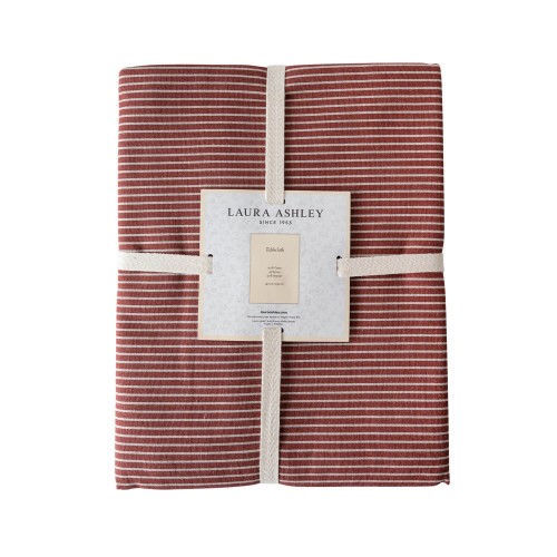 Daniela red striped tablecloth. 140x240 cm. Kitchen Linen textile collection. Laura Ashley