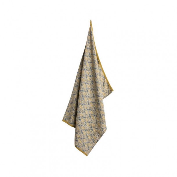 Kitchen towels from the Kitchen Linen textile collection, by Laura Ashley. Mustard tone, with floral print.