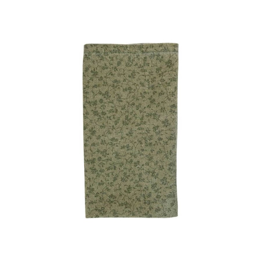 Colección Wild Clematis vintage, Laura Ashley. Servilleta verde con flores. Composición: 40% Algodón, 30% Lino, 30% Poliéster.