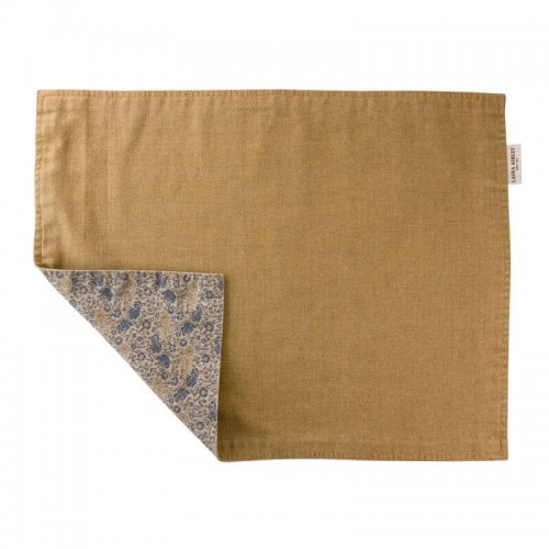 Mustard reversible placemats, with floral print, Laura Ashley. Complete the Kitchen Linen textile collection.
