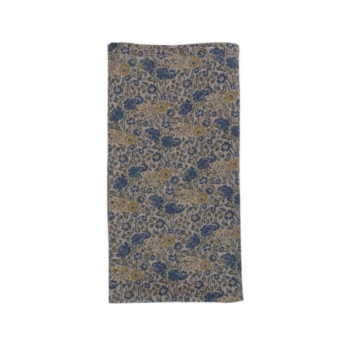Mustard napkin with floral print Daniela. Composition. Cotton, linen and polyester. It measures 45cm x 45cm.