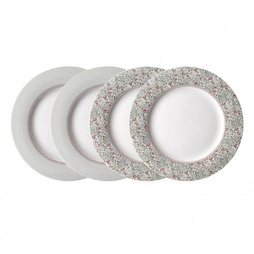 4 vintage plates, in a gift box. Wild Clematis Collection, Laura Ashley. Diameter 23 cm. Dishwasher safe.