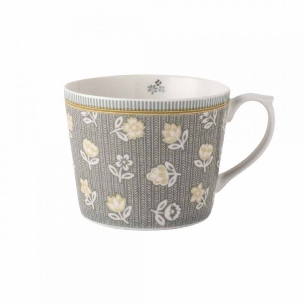 Set of 2 enameled porcelain cups. Classic gray print, Laura Ashley. Capacity 30cl. Includes gift box.