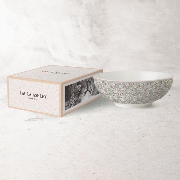 Vintage Wild Clematis Collection, Laura Ashley. Salad bowl 23 cm. Gift box. Dishwasher safe.