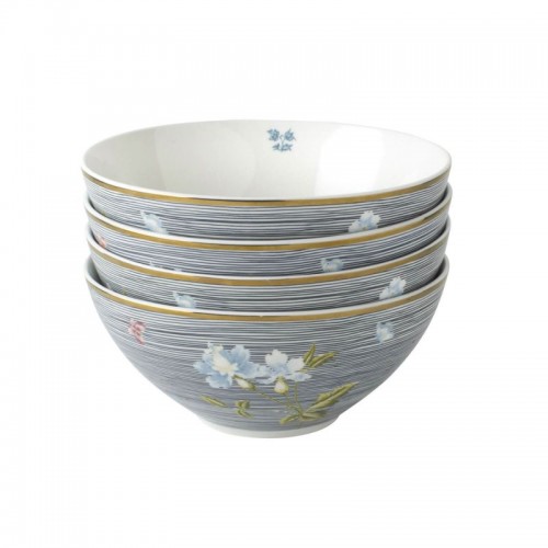 4 Heritage Midnight Striped Bowls 80 cl / 16 cm, Laura Ashley. Gift box. Made of porcelain.