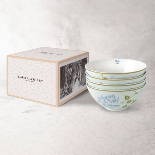 4 Mint Green Heritage Bowls 80 cl / 16 cm, Laura Ashley. Gift box. Made of porcelain.