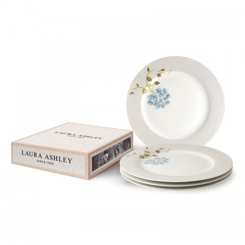 4 Heritage Stone Striped Plates 26 cm, Laura Ashley. Gift box. Made of porcelain.