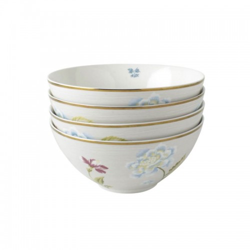 4 Heritage Striped Stone Bowls 80cl / 16cm, Laura Ashley. Gift box. Made of porcelain.