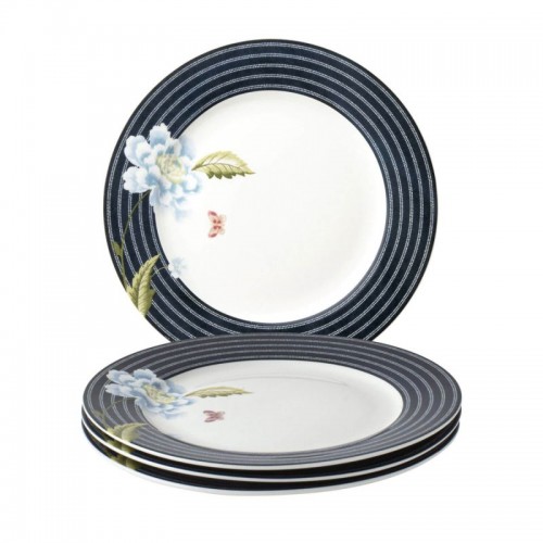 4 Heritage Candy Midnight 20cm Plates, Laura Ashley. Gift box. Made of porcelain.