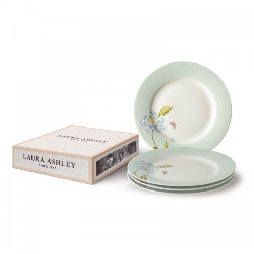 4 Mint Green Heritage Candy Plates 20cm, Laura Ashley. Gift box. Made of porcelain.