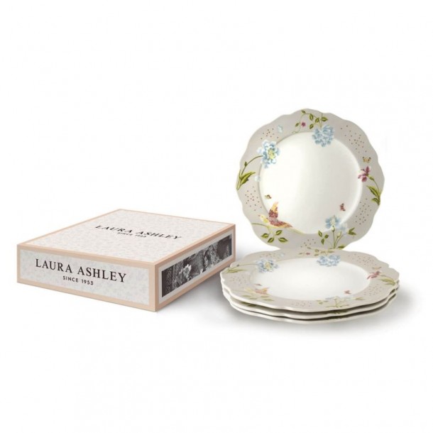 4 Heritage Stone Plates 24.5 cm, Laura Ashley. Gift box. Made of porcelain.