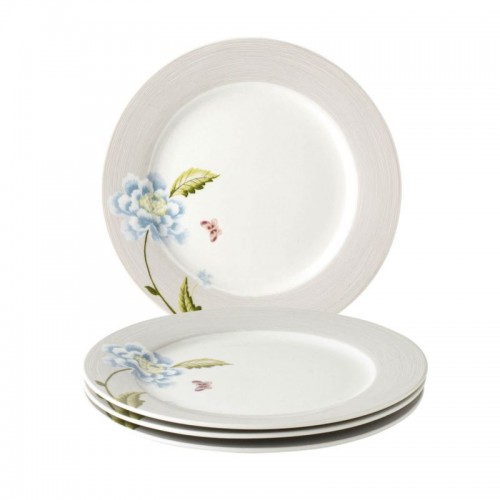 4 Heritage Stone Striped Plates 20 cm, Laura Ashley. In a gift box. Made of porcelain.