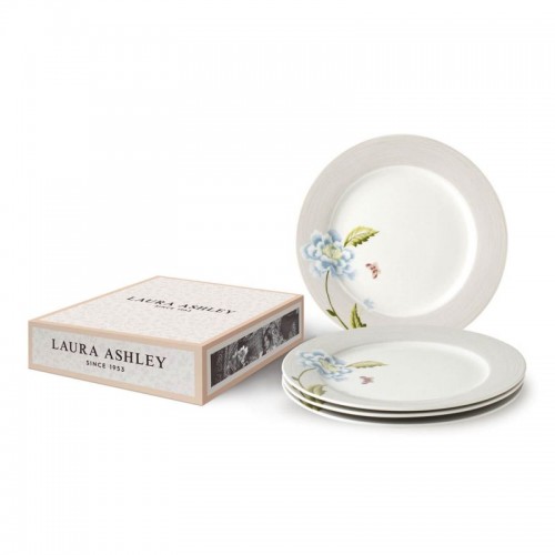 4 Heritage Stone Striped Plates 20 cm, Laura Ashley. In a gift box. Made of porcelain.