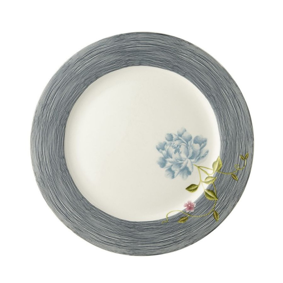 Heritage night blue striped dinner plate, Laura Ashley. Diameter 30 cm. Made of porcelain. Dishwasher safe.