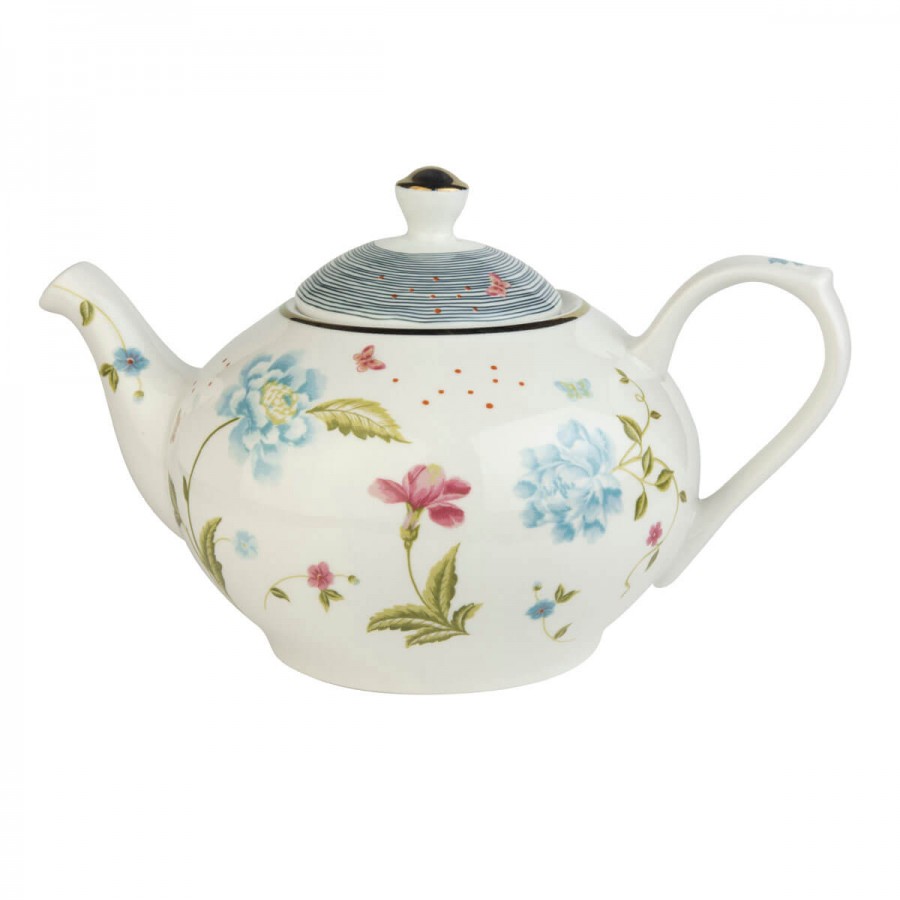 The white Elveden teapot, Laura Ashley. Capacity 1.6 liters. Made of porcelain and dishwasher safe.