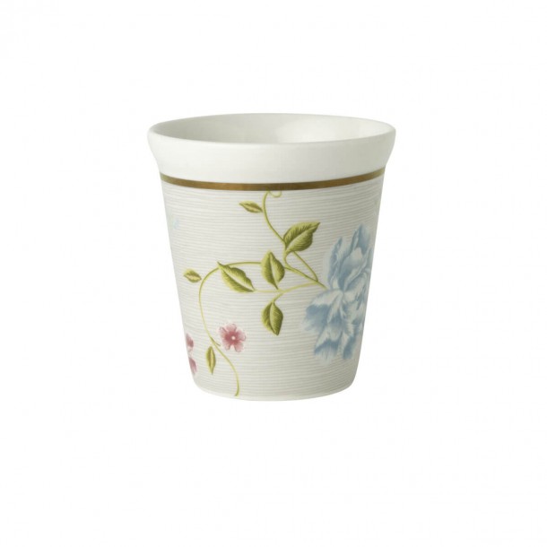 Striped stone mug without handle. Heritage Collection, Laura Ashley. 27 cl capacity, porcelain and dishwasher safe.