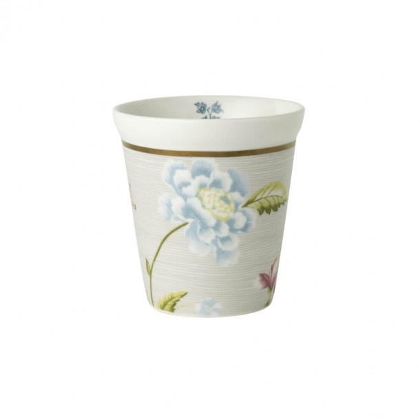 Striped stone mug without handle. Heritage Collection, Laura Ashley. 27 cl capacity, porcelain and dishwasher safe.