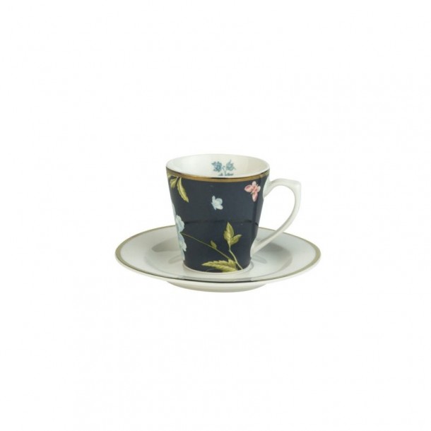 Laura Ashley midnight blue cup and saucer set. Heritage Collection. Capacity 9cl. Porcelain. Dishwasher safe.