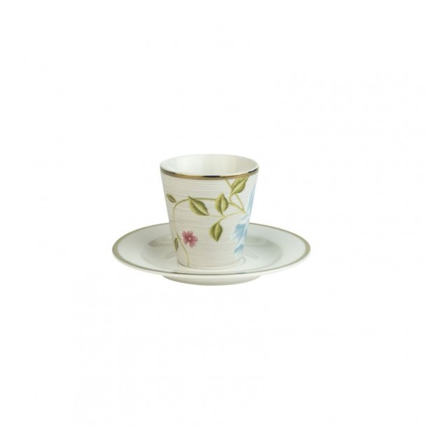 Juego taza y plato piedra rayas, Laura Ashley. Colección Heritage. Capacidad 9 cl. Porcelana. Apto para lavavajillas.