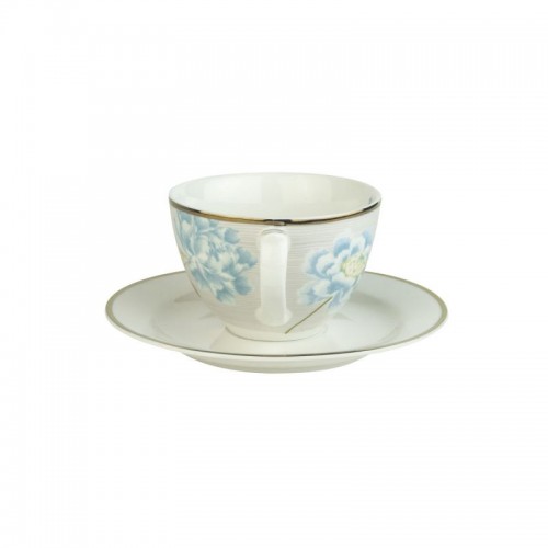 Striped stone cup and saucer. Heritage Collection, Laura Ashley. 26cl capacity. Made of porcelain. Dishwasher safe.