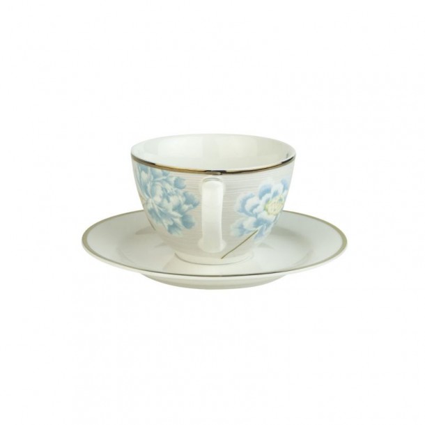 Striped stone cup and saucer. Heritage Collection, Laura Ashley. 26cl capacity. Made of porcelain. Dishwasher safe.