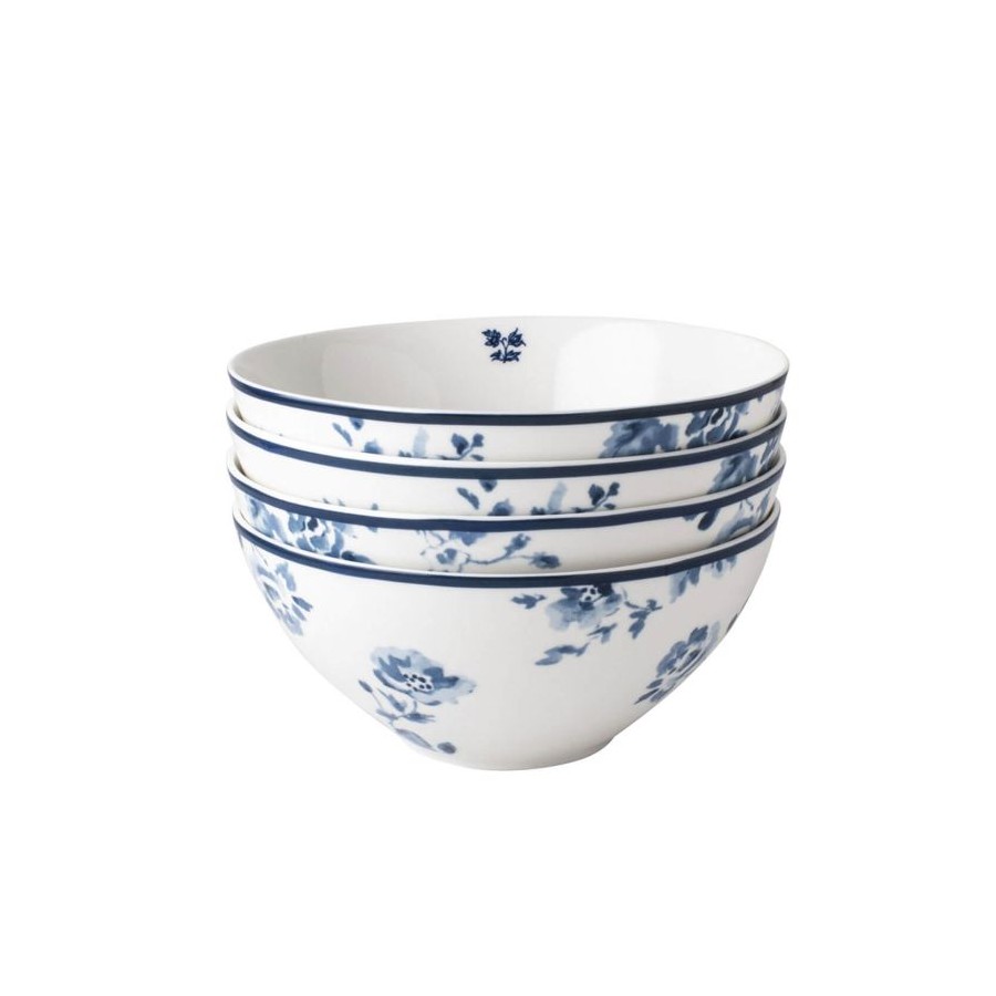 Set of 4 China Rose bowls 16 cm, 80 cl. In a gift box. Blueprint Collection, Laura Ashley.