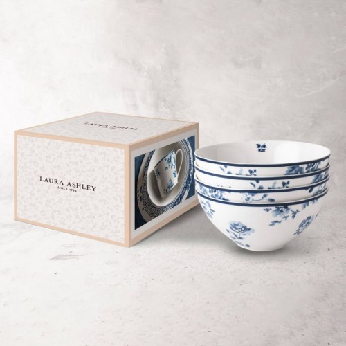 Set of 4 China Rose bowls 16 cm, 80 cl. In a gift box. Blueprint Collection, Laura Ashley.