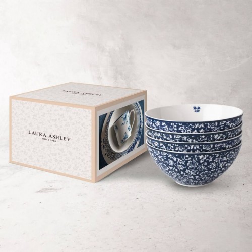Set of 4 Sweet Allysum bowls 16 cm, 80 cl. In a gift box. Blueprint Collection, Laura Ashley.
