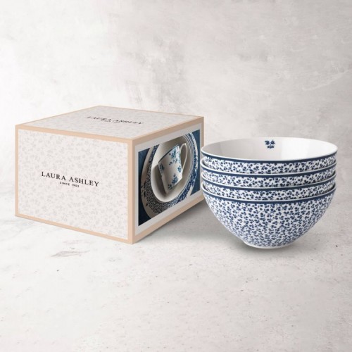 Set of 4 Floris bowls 16 cm, 80 cl. In a gift box. Blueprint Collection, Laura Ashley.