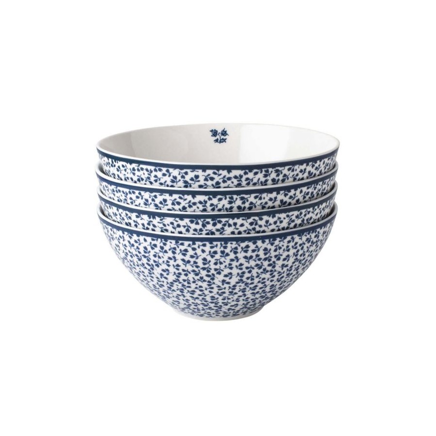 Set of 4 Floris bowls 16 cm, 80 cl. In a gift box. Blueprint Collection, Laura Ashley.