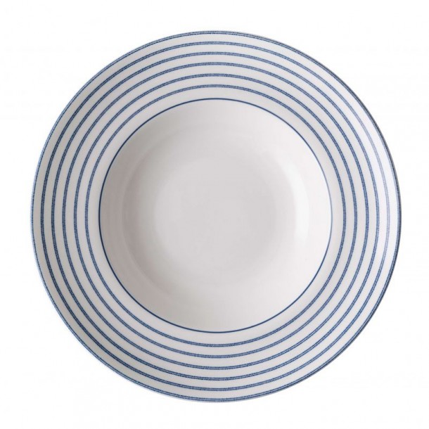 Candy Stripe Deep Plate. Blueprint Collection, by Laura Ashley. Timeless blue and white designs.