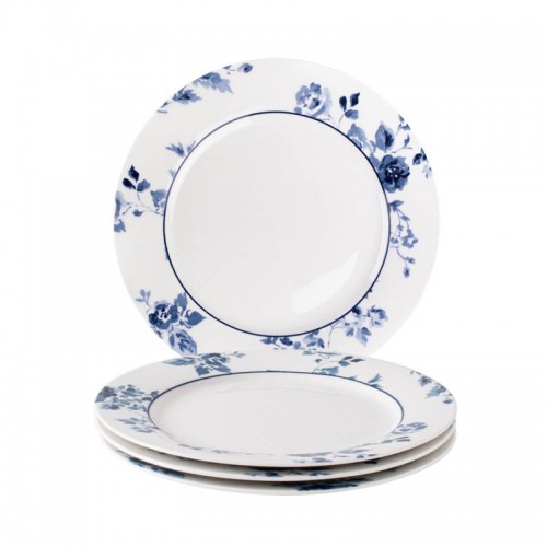 Set of 4 China Rose plates 23 cm. In a gift box. Blueprint Collection, by Laura Ashley.