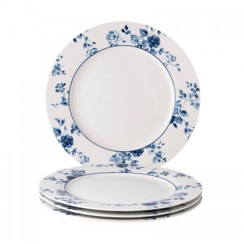 Set of 4 China Rose plates 26 cm. In a gift box. Blueprint Collection, by Laura Ashley.