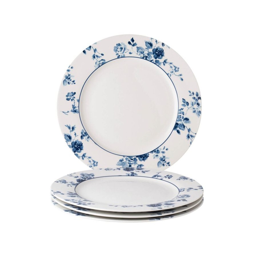 Set of 4 China Rose plates 26 cm. In a gift box. Blueprint Collection, by Laura Ashley.