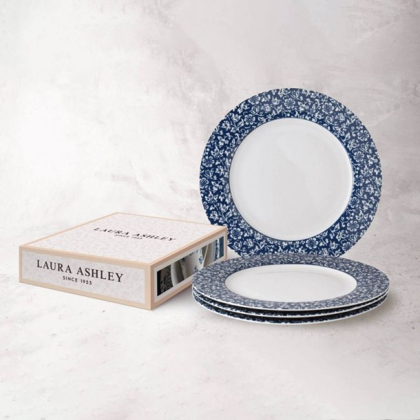 Set of 4 Sweet Allysum plates 26 cm. In a gift box. Blueprint Collection, by Laura Ashley.