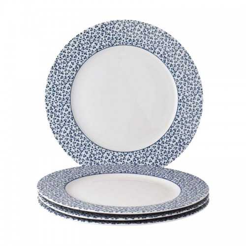 Set of 4 Floris plates 26 cm. In a gift box. Blueprint Collection, by Laura Ashley.