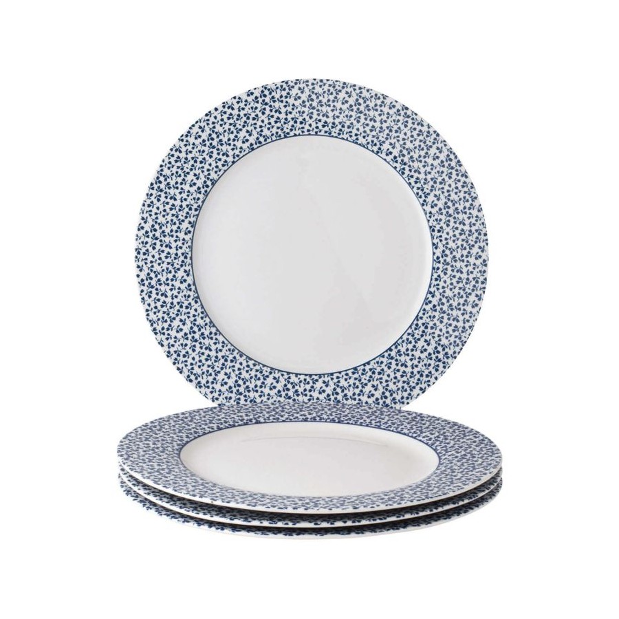 Set of 4 Floris plates 26 cm. In a gift box. Blueprint Collection, by Laura Ashley.