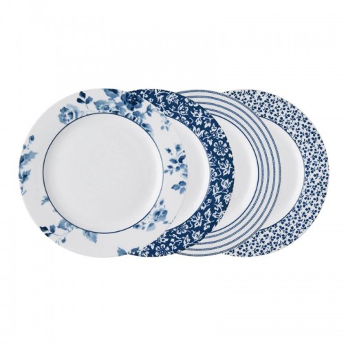 4 Plates with assorted print, 20 cm. Blueprint Collection, by Laura Ashley. Includes gift box.