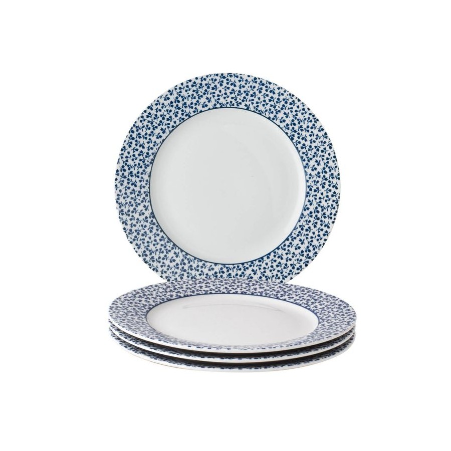 4 Plates with Floris print, 20 cm. Blueprint Collection, by Laura Ashley. Includes gift box.