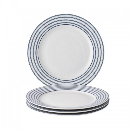 4 Plates with Candy Stripe print, 20 cm. Blueprint Collection, by Laura Ashley. Includes gift box.